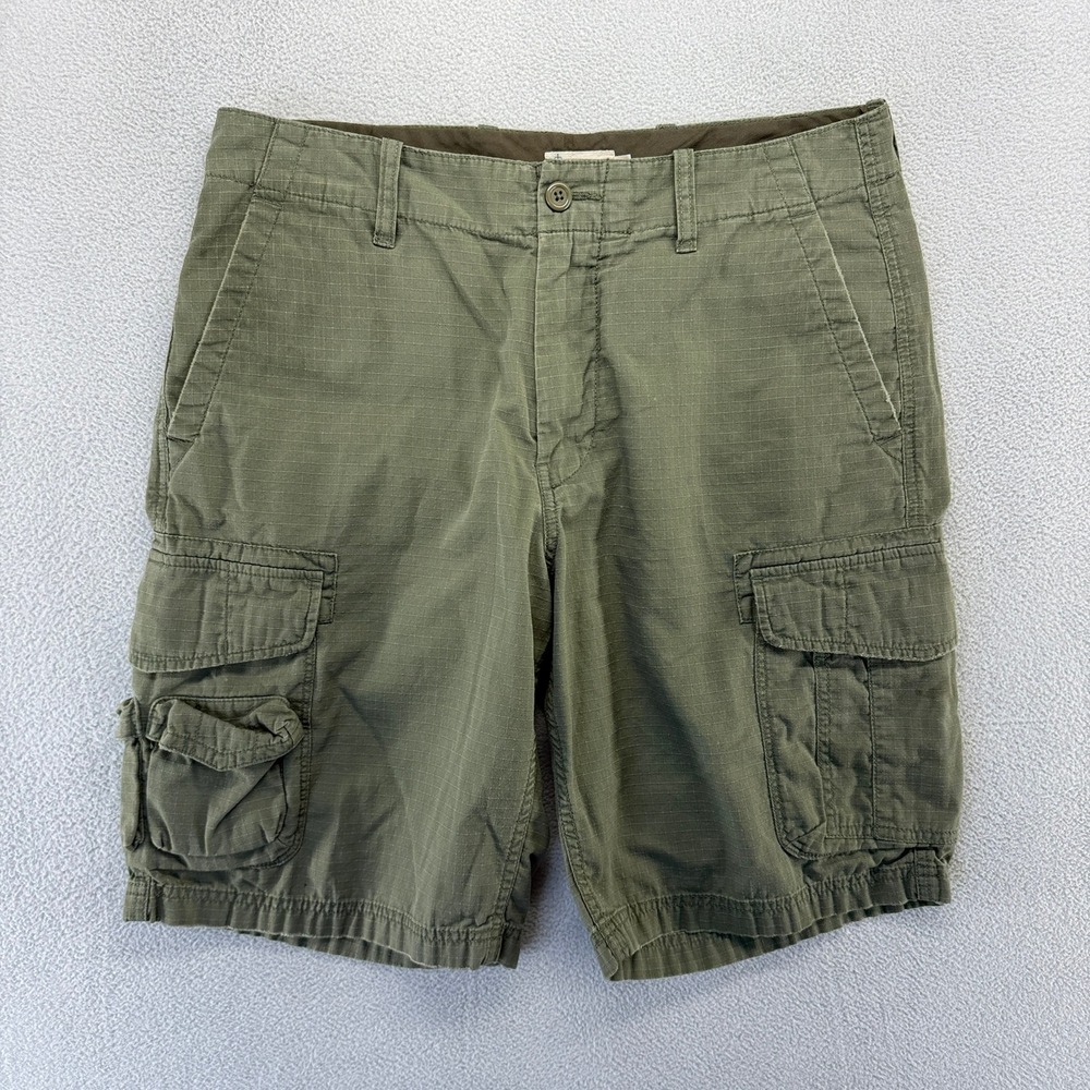 J.Crew Cargo Shorts Mens 31 Green Ripstop Cotton Casual Utility Vintage y2k 10"